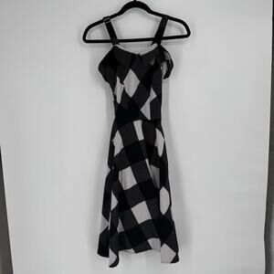 unique vintage dress small S 4 black white check midi pinup retro dance modest